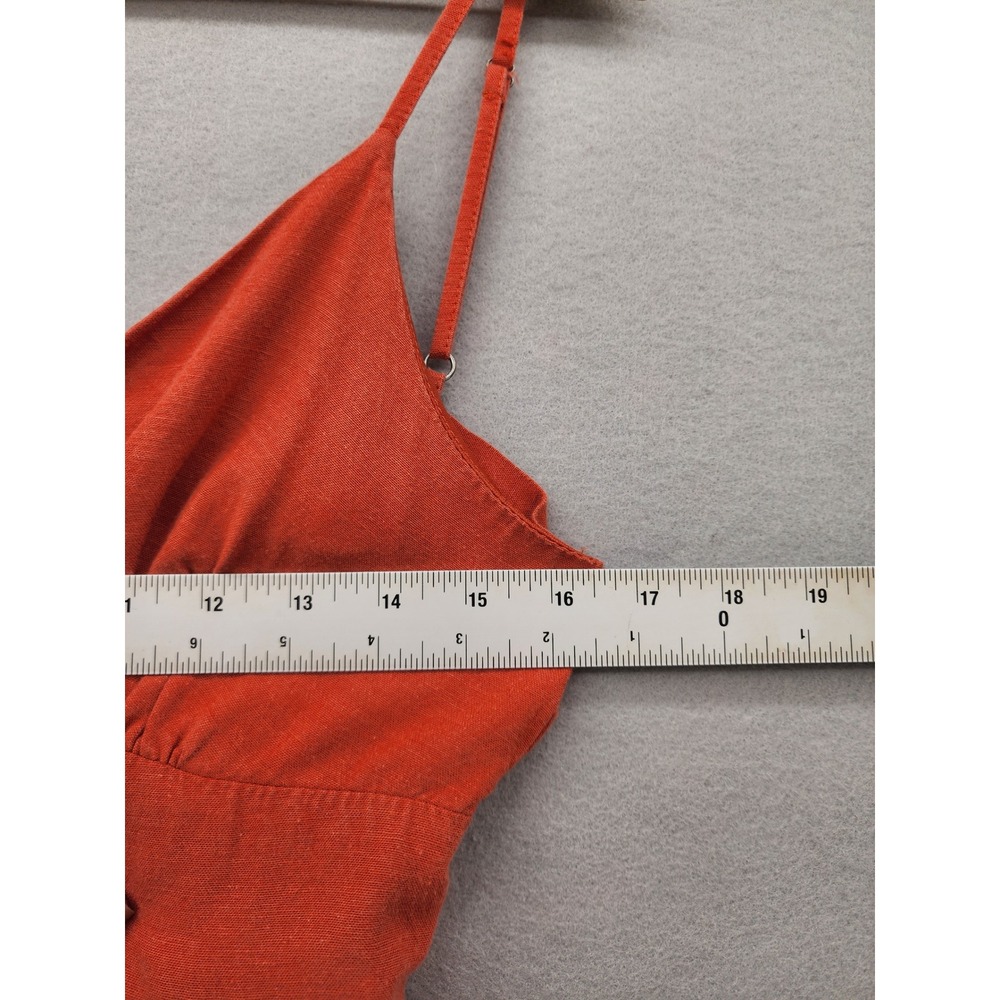 Jessica Simpson Terracotta Linen Blend Tiered Midi Dress Cutout Back Bow Medium - Picture 10 of 11